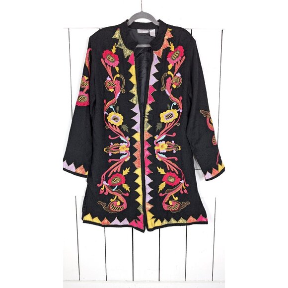 Soft Surroundings black colorful embroidered floral cardigan jacket - Picture 9 of 9
